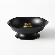 물결 도자기 수반 4컬러 동양 일본 꽃꽂이 침봉 세트 세라믹 화기 화병 이케바나 오하라, 블랙+4.6 cm침봉