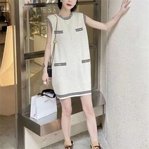 라운드넥 민소매 루즈핏 박스형 니트 원피스