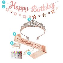 생일왕관 생일어깨띠 생일 풍선 파티용품 곰 리본 광대 풍선, 4.크라운6종세트