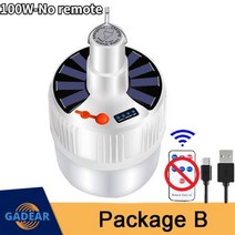 led 태양열 태양광 충전기LED 캠핑 라이트 태양열 충전 랜턴 에너지 절약 전구 야간 시장 모바일 야외 정, 01 100W-No remote