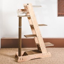 그린웨일 B7 원목 고양이 캣폴 캣타워, 그레이