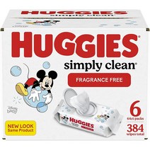 Huggies Simply Clean Baby Diaper Wipes 하기스 심플리 클린 베이비 디아퍼 물티슈 64매 6팩