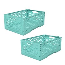 라이프플러스 깔끔이 다기능 접이식 폴딩박스 정리함, 민트, 2개