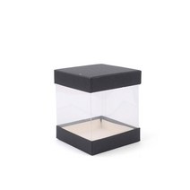 끈손잡이 원형 선물 상자 사각 투명 포장 케이스 캔들 디퓨저 비누 쿠키 포장용 선물용 소형 손잡이 박스, 기본, 사각 9x11cm 블랙