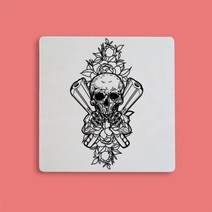 기타 바보사랑[디자인바운스]skull_016 으스스 해골그림 우드컬러링 DIY 우드캔버스 145x145