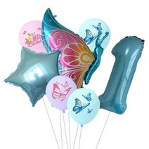 파티용품 이벤트풍선 7 개 나비 호일 풍선 세트 핑크 블루 화려한 32 인치 번호 베이비 샤워 생일 파티 장식 용품, 더스티 와인+기타