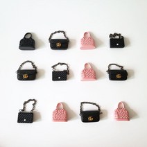 (당일발송) 미니어처가방 키링 인형꾸미기 인형가방소품 명품백 핸드백 바비인형 백 액세서리 모루인형 모남희 그로밋 젤리캣, G사 블랙가방