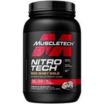 MuscleTech Nitro Tech 100 유청 골드쿠키 앤 크림 맛 907g(2lbs), 0.907kg, 쿠키와 크림