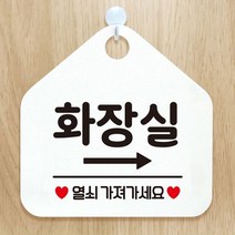 화장실열쇠가져가세요 우측 오각형 알림판 화이트 문패 디자인문, 단품