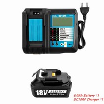 마끼다 전동공구 호환 충전기 BL1860B 18V 6000mAh 18VBL1860 BL1840 BL1850 3A 드릴 교체 백업 밧데리 충전, 1pc6.0AH-1pc 충전기, 1개