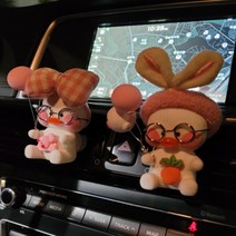 귀여운차량용방향제 캐릭터 피규어 오리 고체 자동차 방향제, 차밍, 핑크왕리본 머리띠 오리, 1개