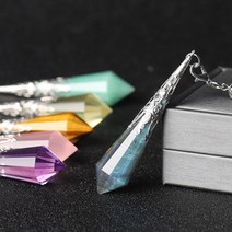 수맥 찾기 탐지기 다우징 찾는법 팬듈럼 펜던트 파워스톤 천연 크리스탈 원석 펜듈럼, 초록