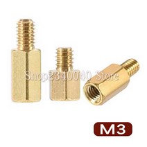 전산 볼트 너트 육각 스레드 M3 * L + 6mm 육각 황동 Standoff 스페이서 나사 기둥 PCB 컴퓨터 PC 마더 보, 01 M3_06 10mm  10pcs