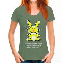 해피 버니 스쿨 흡입 성인 남성용 티셔츠 슬로건 커스터마이즈, 4XL, WoMen pea green