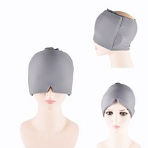 뷰티디바이스 쿨링마사지기 냉마사지 홍조홈케어 젤 스 두통 편두통 릴리프 모자 감기 치료 편두통 릴리프 캡 스트레스 릴렉스 헤드 마사지 스 팩 마스크 퍼피, 회색