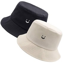 CZZSTANCE 남성용 스마일 페이스 버킷 모자 여름 여행 해변 햇빛 차단 자수 야외 캡 남성 여성용 2팩 블랙화이트 가성비 추천 미국직구, 2pack Black/Khaki