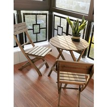본톤 접이식 식탁 원목 설치가 필요없는 테이블과 의자 조합 휴대용 발코니 원형 테이블 학습 책상 플라워, [03] 60 정방형 테이블 1개 접이식 의자 2개 커