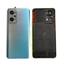 저무리 Realme GT Neo 2 RMX3370 용 오리지널 유리 배터리 커버 백 케이스 카메라 렌즈가 있는 Neo2 교체, [02] Blue