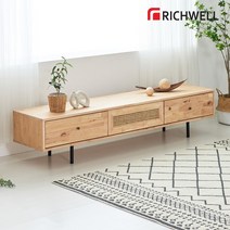 리치웰 고무나무 원목 라탄 포인트 거실장 1800, 1800 거실장