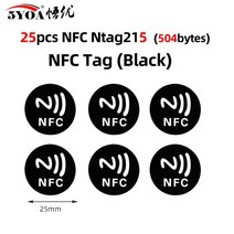 RFID태그 80pcs/35/25/18 추적 번호 25mm NFC 스티커 프로토콜 13.56MHz ISO14443A 범용 레이블 RFID 태그, [08] 25pcs Black Ntag215, 08 25pcs Black Ntag215