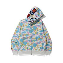 [정품] BAPE New Multi Camo Shark Relaxed Full Zip Hoodie White 338884