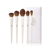 Jessup 메이크업 브러시 세트 5pcs 페이스 비건 소프트 파운데이션 블러쉬 브론저 컨투어 하이라이터 플러피 세팅 파우더 라이트 그레이 T493