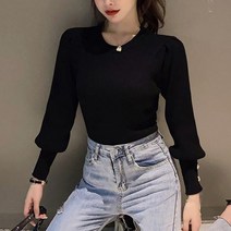 0 velys 여성용 독보적인 스타일링 벌룬 버튼 니트 CST1331