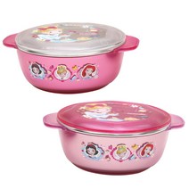 디즈니프린세스 투명 논슬립 뚜껑 스텐 대접, 랜덤발송