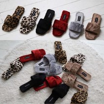 비비핑크 PRI 1701 여성 슬리퍼 털슬리퍼 털실내화 레오파드 거실화