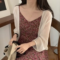 쉬폰블라우스코디 상의 여성 얇은 숄 여름 배합 슬립 끈나시 원피스 외 레쉬 가디건 실크 코트 2549429668