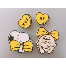 [라뮤즈캔들] 왕리본 스누피 찰리브라운 세트 차량용 석고방향제 박스포장, 핑크, 화이트머스크