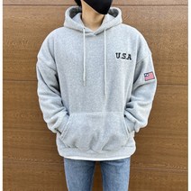 USA 후리스 오버핏 후드티 성조기 남녀공용 커플 겨울 후드 티셔츠