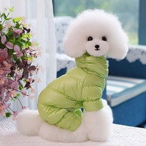 겨울 패딩 점퍼 올인원 중형견 파카 강아지옷 WI013DG, 그린