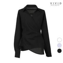 비비드시크릿가너 VIVID 언발란스 더믈 랩 블라우스
