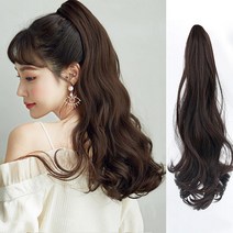 빅웨이브 자연스러운 포니테일 집게핀 부분가발, 연브라운