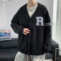 10대 20대 남자 봄코디 R패치 가디건 간절기 아우터 봄옷 남성의류사이트 스타일 오버핏 학생 룩