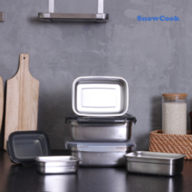 [스노우쿡] 스텐 밀폐용기 스텐반찬통 스텐304 사각통, 오리지널, 400ml, 1개
