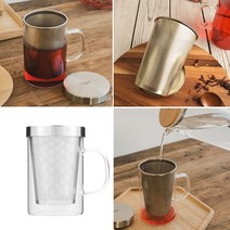 내열유리 티머그 차거름망 차우림 필터 컵 450ml, 화이트(투명)
