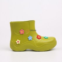 오르난 여성 입체 꽃 앵클 레인부츠 R2075