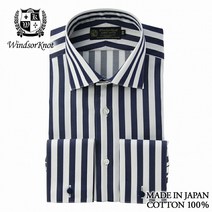 [1210 18시~사용할 수 있는 20%OFF 쿠폰 배포중][](윈저노트) Windsorknot 와이드 칼라 더블 커프스 드레스 셔츠 네이비 스트라이프