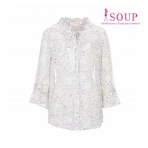 숲 프릴넥 플로랄 블라우스(SW4LSCG)