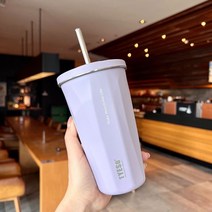 미니텀블러 보온 보냉 Tyeso 스테인레스 스틸 진공 다이아몬드 커피 컵 자동차 장착 빨대 보온병 머그잔 값, [01] 600ml, 03 보라색_01 600ML