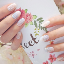 엘씨 젤 네일스티커 시럽 그라데이션 글리터 네일패치, 1개, 541/화이트가든 3055