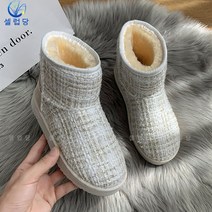 셀럽당 아웃도어 스키방지 부츠 여 기모 통굽 부츠 자녀 보온 앵클 부츠 면화 겨울 여성화