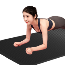 온더어스 NBR 요가매트 10/15/20mm 185cm 와이드 운동매트 층간소음방지 홈트레이닝 피트니스 링피트 매트 스트랩 포함, 블랙, 10mm