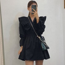 브이넥프릴원피스 CHIC 클래식 패치 스트랩 허리보정 숏 작은 키 여성 2643487297