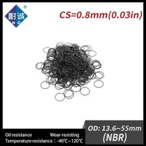 오링 o-ring 5 개/몫 니트릴 고무 NBR CS0.8mm OD13.6/18/22.3/25/30.6/32.8/42/47/55mm O 링 가스켓 오일 방수, OD55xID53.4xCS0.8mm, 10 pieces