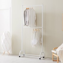 티미 2단 철제 옷걸이 시스템 드레스룸행거, 화이트