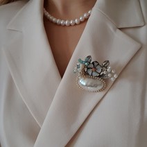 플라워즈온유 자개브로치 부케 보석 브로치 옷핀