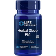 Life Extension Herbal Sleep Pm 천연성분으로 멜라토닌이 없는 호르몬 없이 건강하고 편안하고 건강한 수면 촉진, 30 정